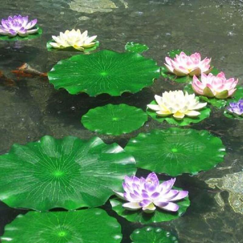 Fish Aquarium Home - Sztuczne liście lotosu bez kwiatów do