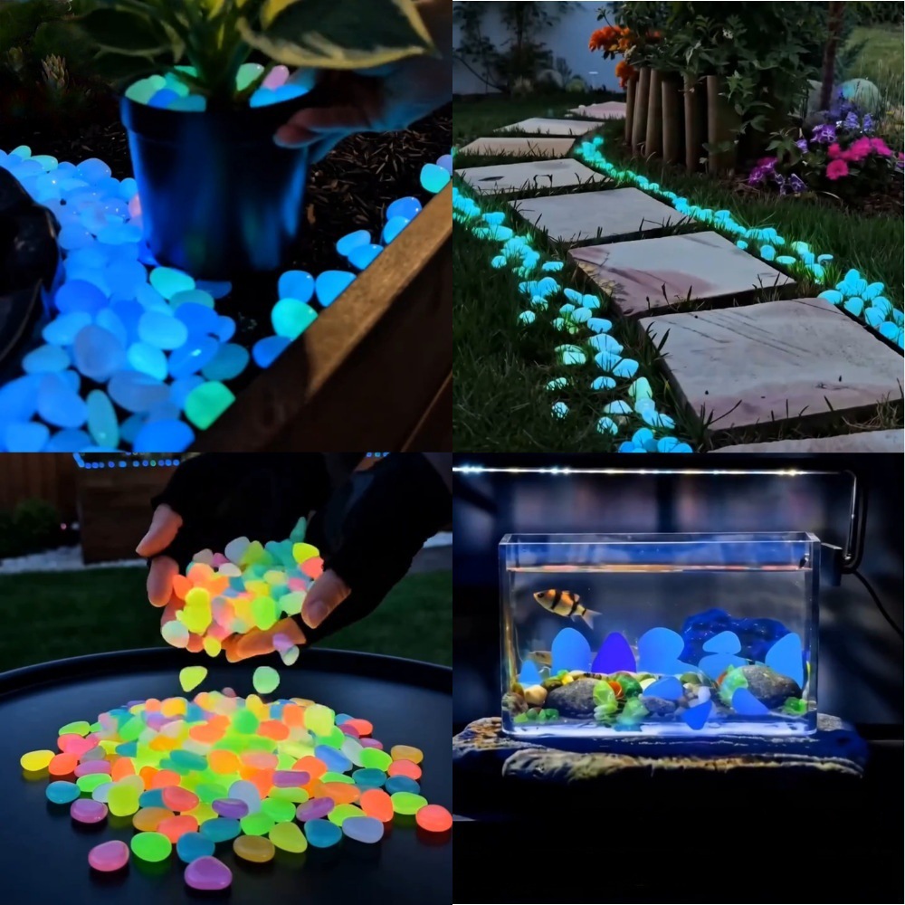 Aquarium Plants - Kolorowe, świecące w ciemności kamienie dekoracyjne